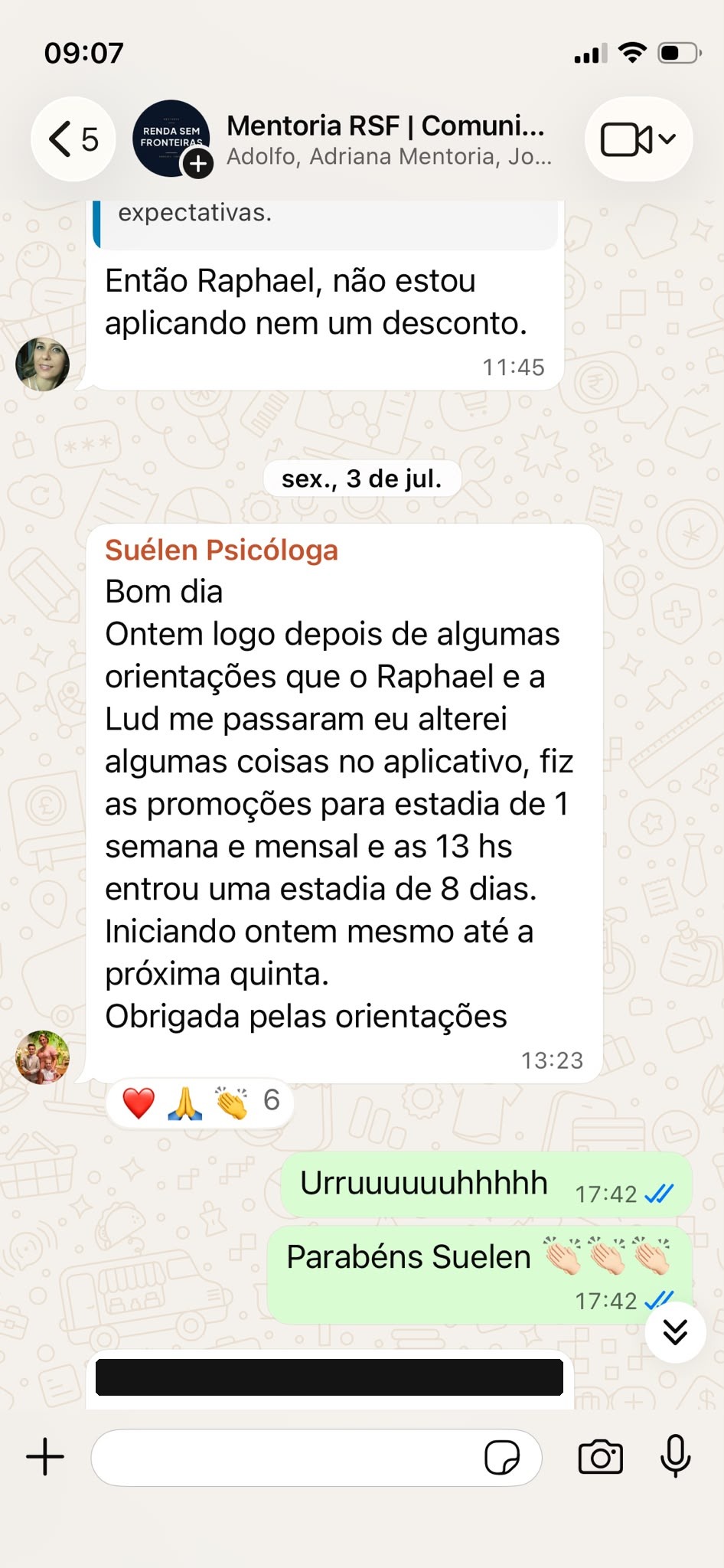 Print de depoimento de aluna do Renda Sem Fronteiras